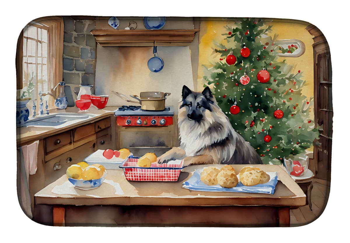 DAC3833DDM 21 x 14 in.  Keeshond Christmas Cookies Dish Drying Mat