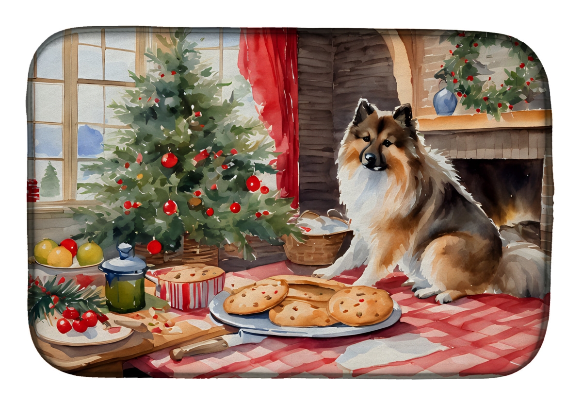DAC3834DDM 21 x 14 in.  Keeshond Christmas Cookies Dish Drying Mat