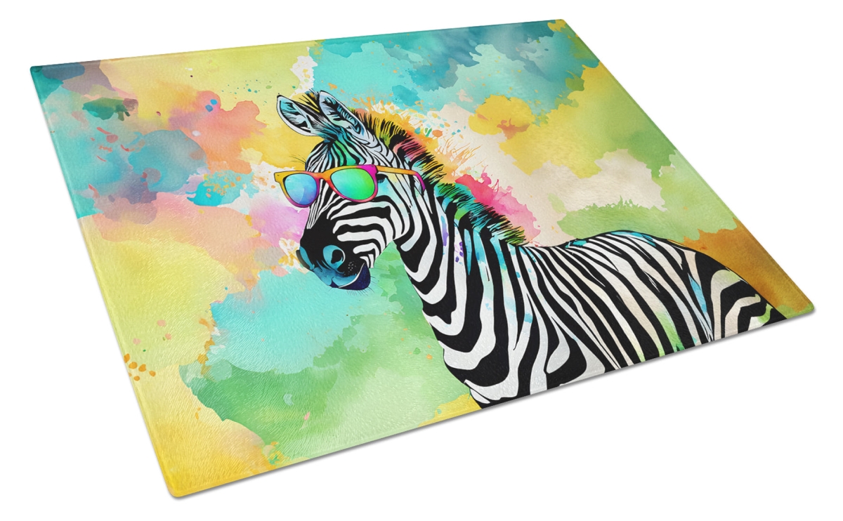 15 x 12 in. Unisex Hippie Animal Zebra Glass Cutting Board