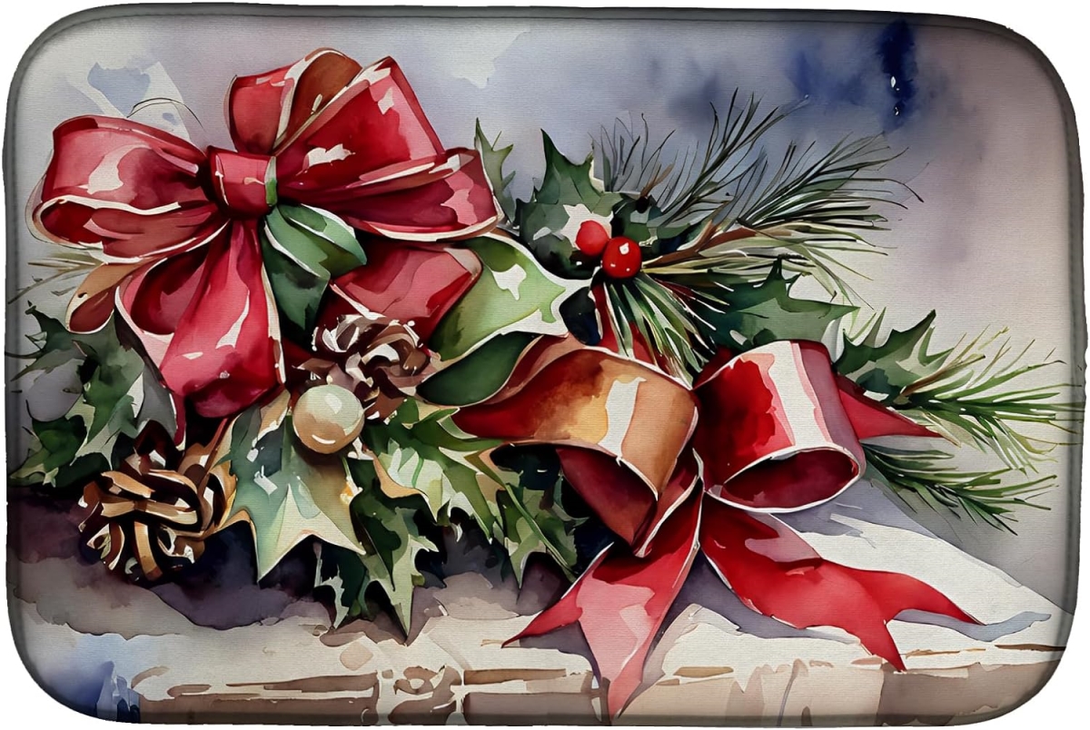Picture of Carolines Treasures DAC3898DDM 21 x 14 in. Unisex Christmas Bows & Ribbons Dish Drying Mat