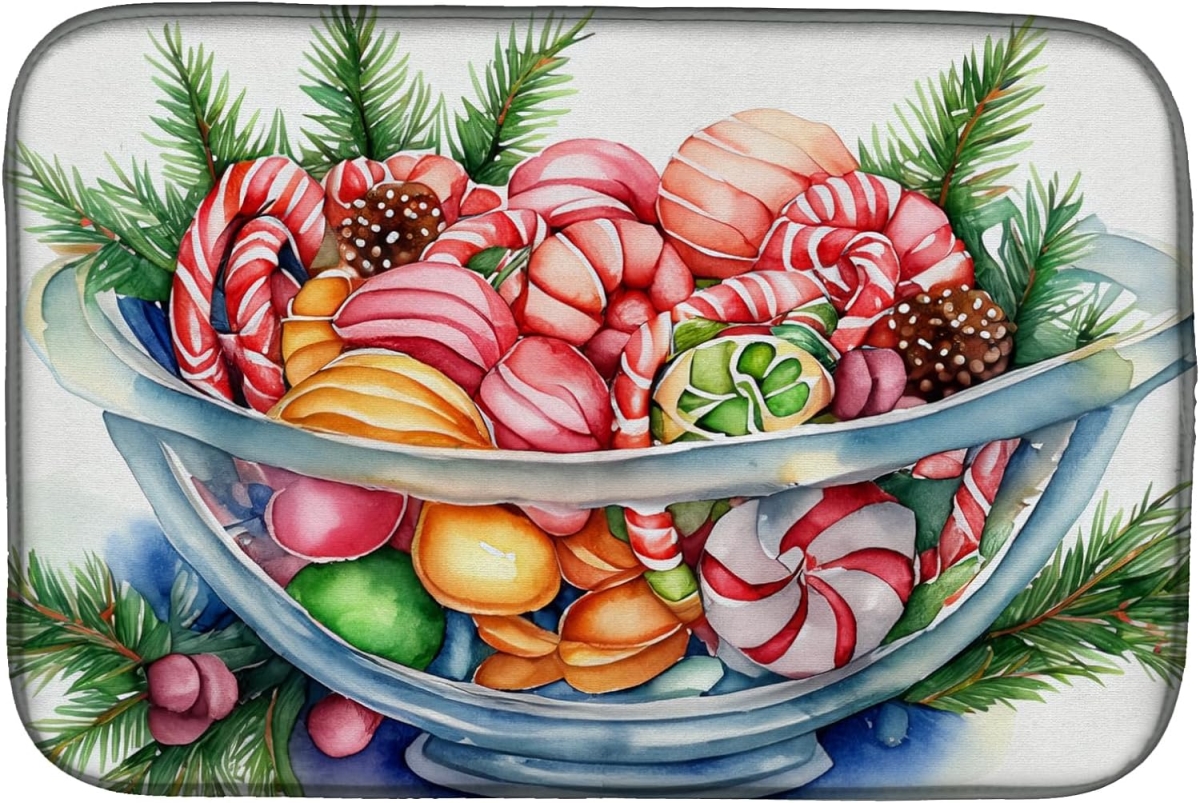 Picture of Carolines Treasures DAC3902DDM 21 x 14 in.  Christmas Candy Canes Dish Drying Mat