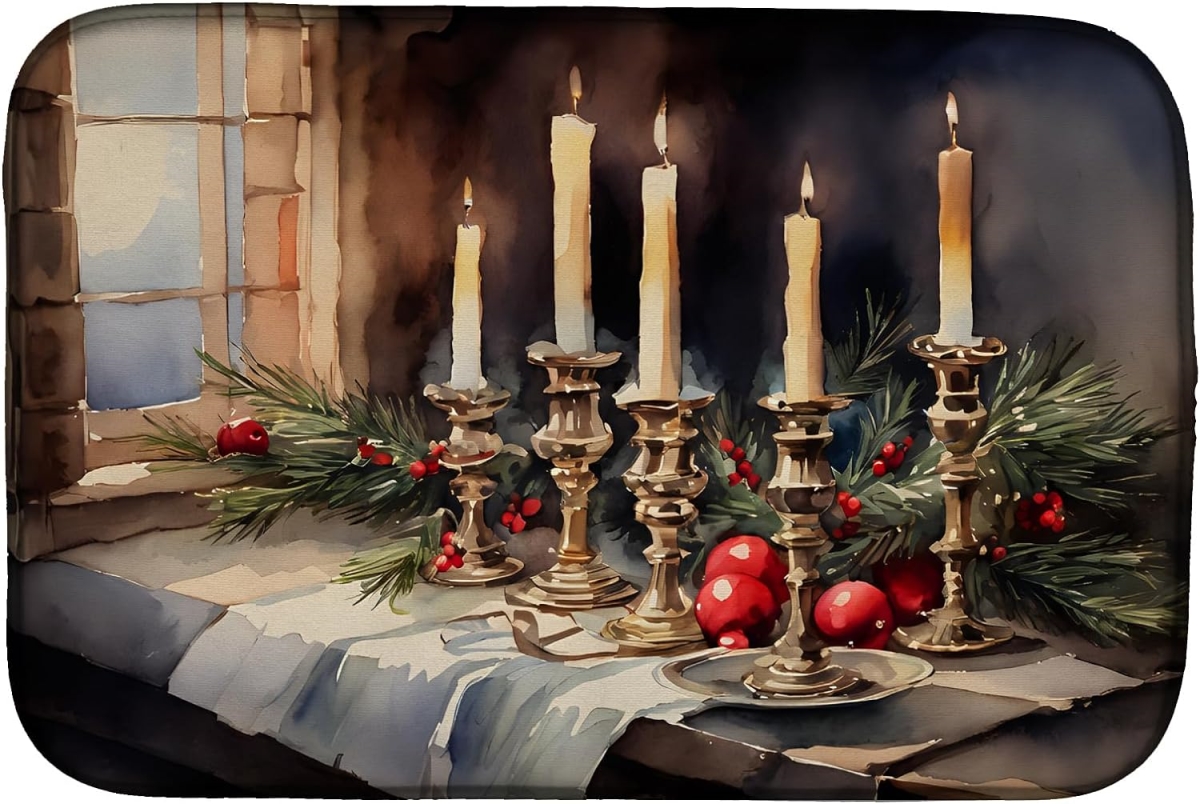 Picture of Carolines Treasures DAC3911DDM 21 x 14 in.  Christmas Candles Dish Drying Mat