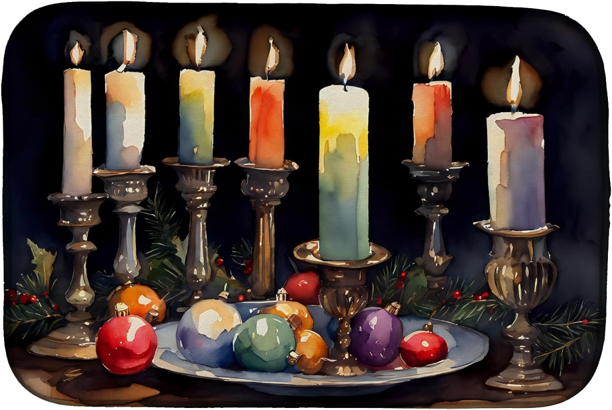 Picture of Carolines Treasures DAC3912DDM 21 x 14 in.  Christmas Candles Dish Drying Mat