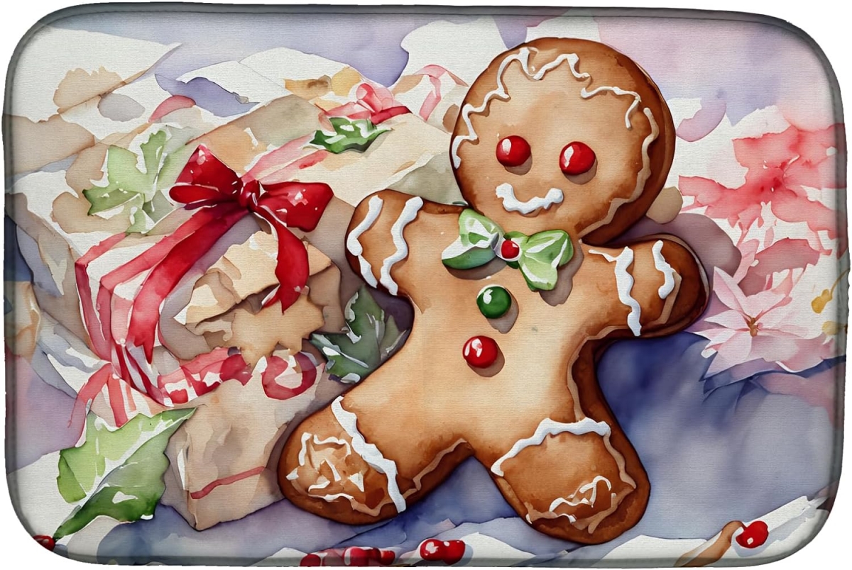 Picture of Carolines Treasures DAC3931DDM 21 x 14 in.  Christmas Gingerbread Men Dish Drying Mat