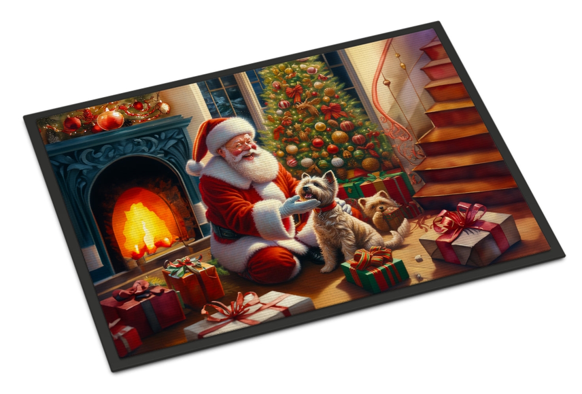 18 x 27 in. Unisex Cairn Terrier & Santa Claus Polyester Doormat