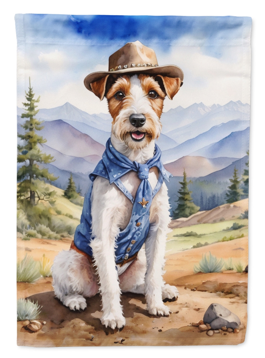 DAC5901CHF 40 x 28 in. Fox Terrier Cowboy Welcome House Flag