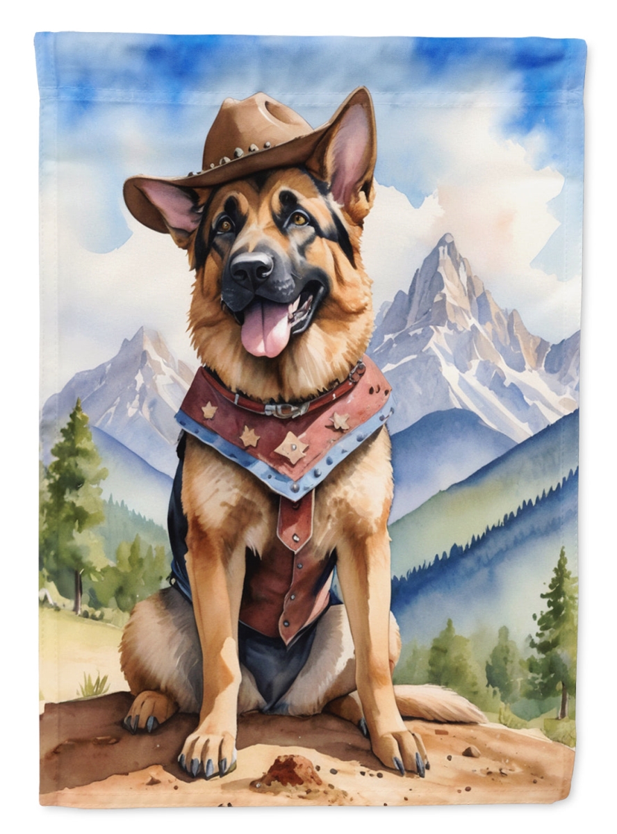DAC5905CHF 40 x 28 in. German Shepherd Cowboy Welcome House Flag