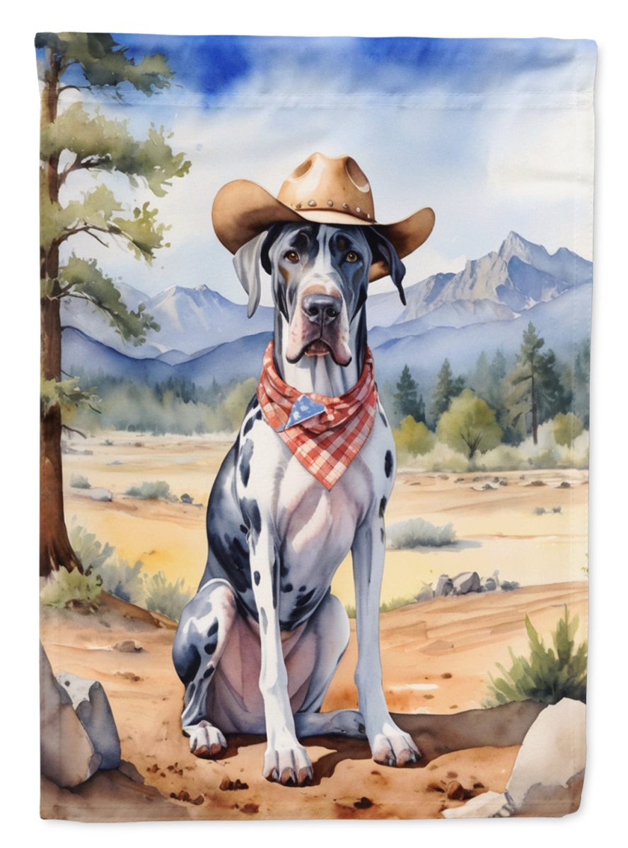 DAC5912CHF 40 x 28 in. Great Dane Cowboy Welcome House Flag
