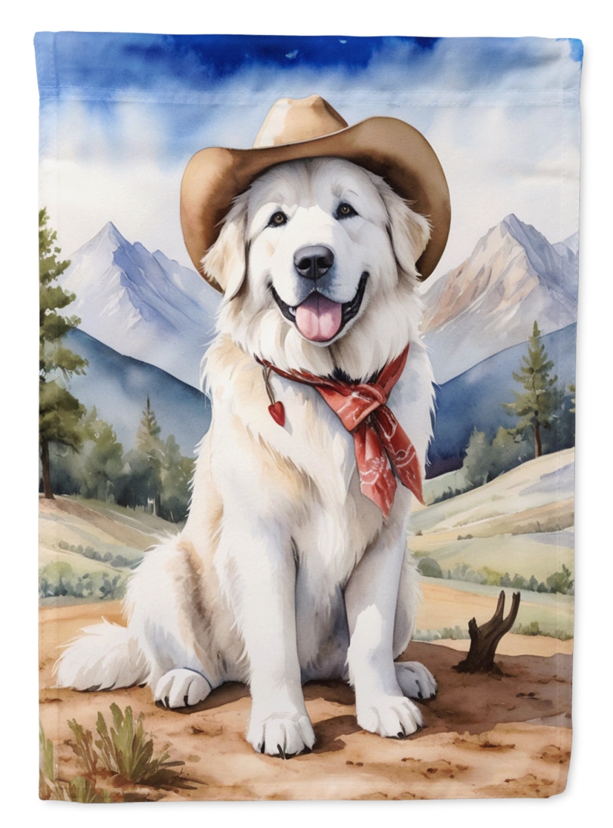 DAC5913CHF 40 x 28 in. Great Pyrenees Cowboy Welcome House Flag