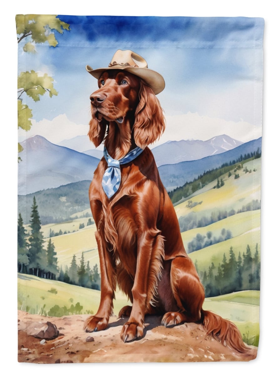 DAC5918CHF 40 x 28 in. Irish Setter Cowboy Welcome House Flag