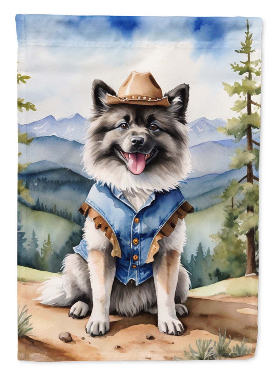 DAC5925CHF 40 x 28 in. Keeshond Cowboy Welcome House Flag