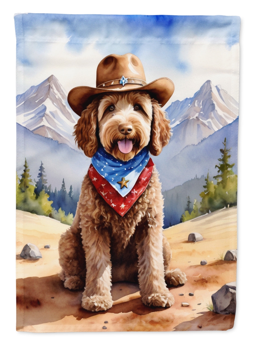 DAC5932CHF 40 x 28 in. Labradoodle Cowboy Welcome House Flag