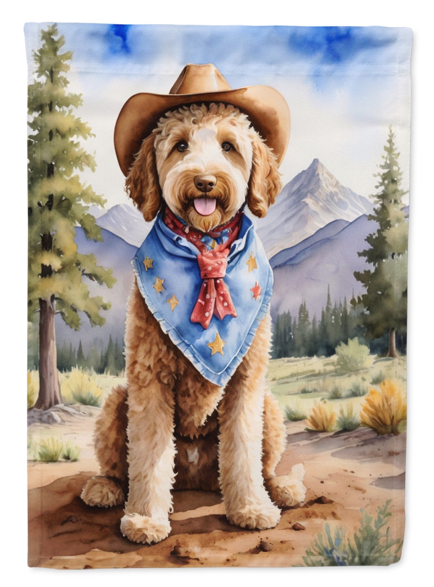 DAC5933CHF 40 x 28 in. Labradoodle Cowboy Welcome House Flag