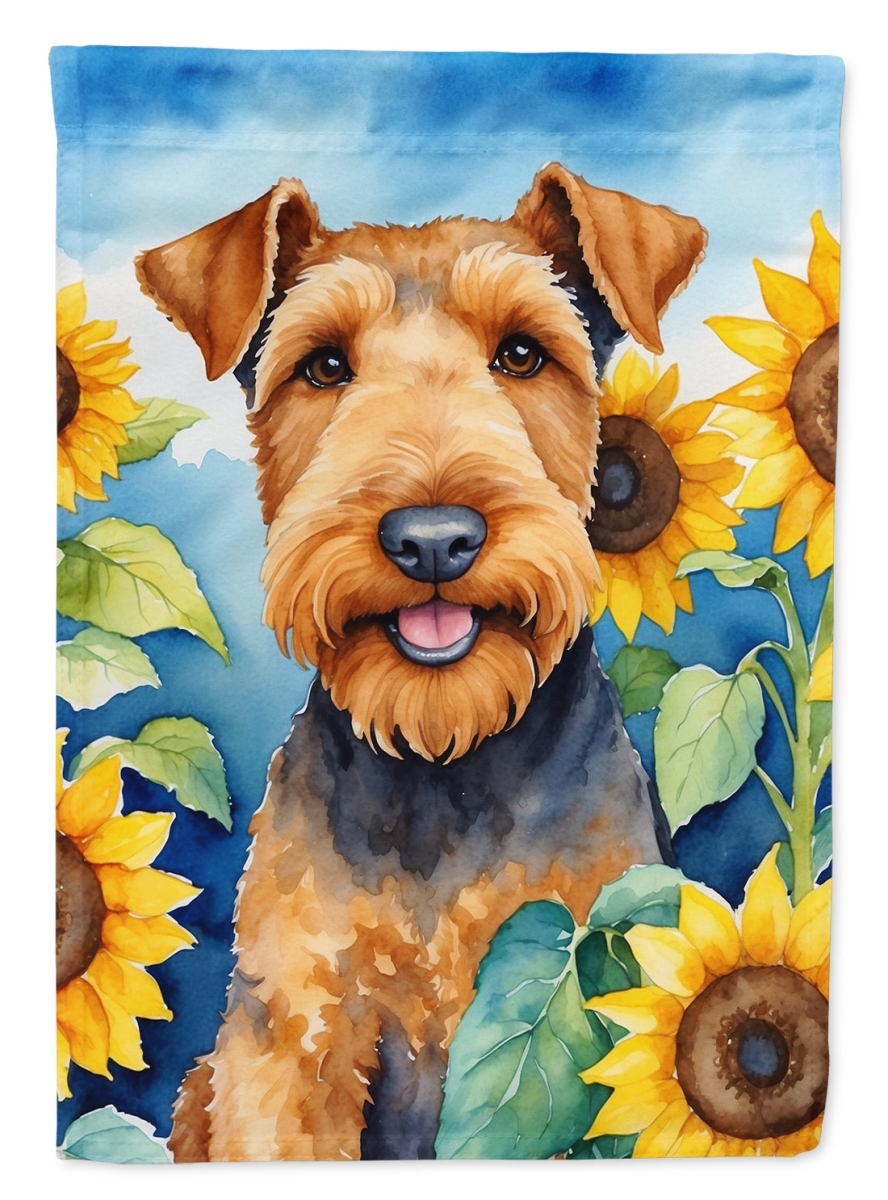DAC6002CHF 40 x 28 in. Airedale Terrier in Sunflowers House Flag