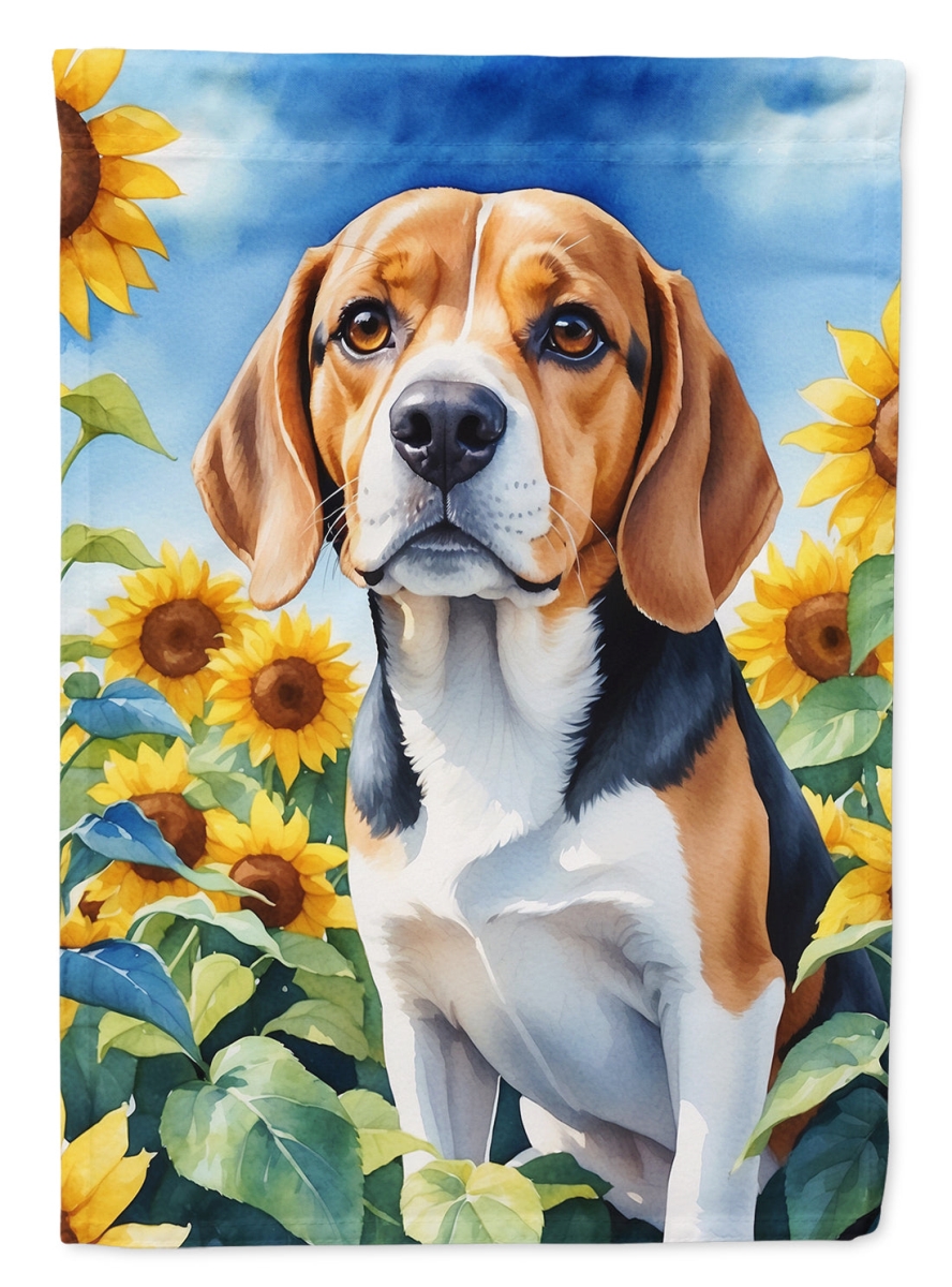 DAC6019CHF 40 x 28 in. Beagle in Sunflowers House Flag