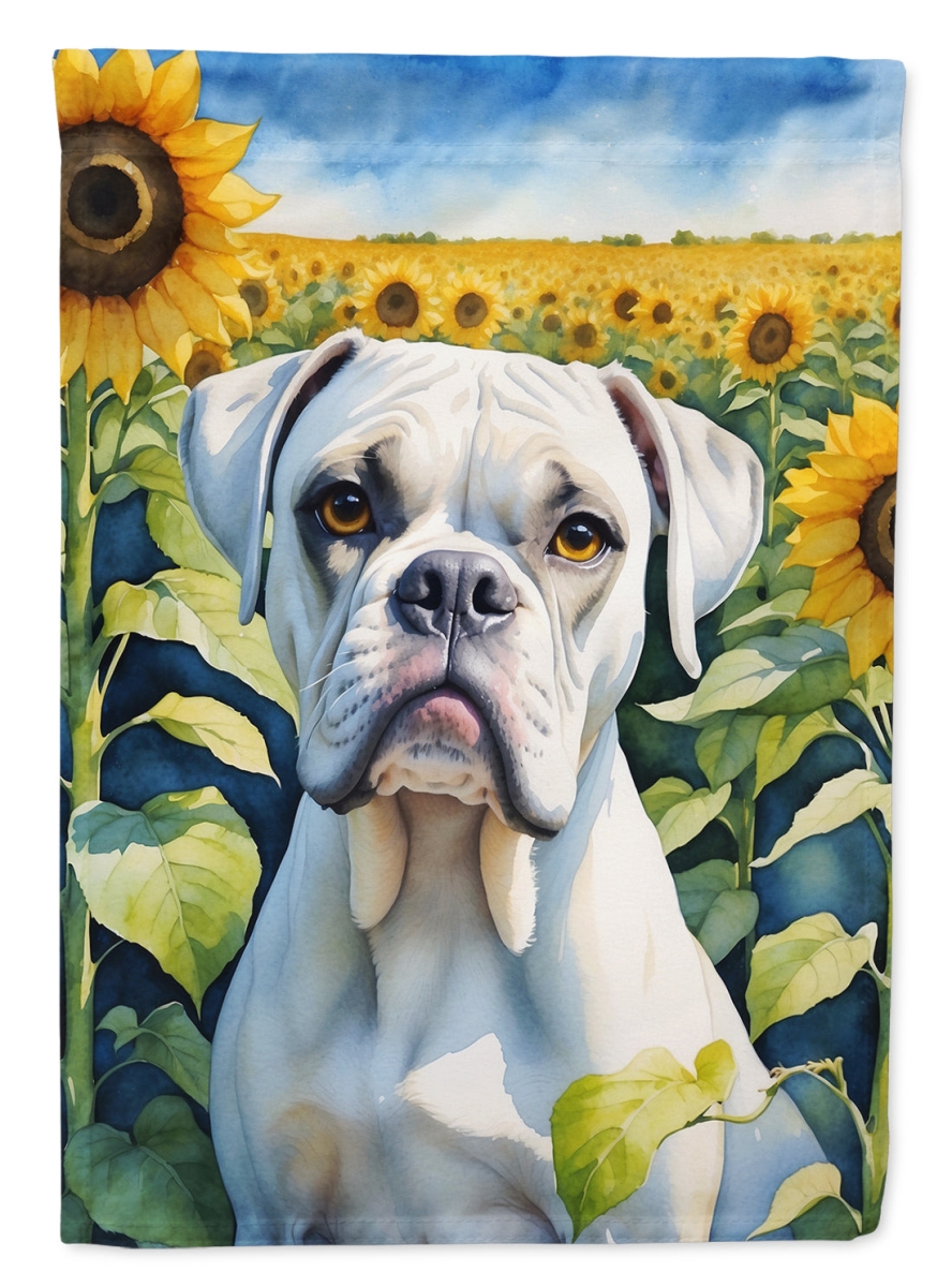 DAC6038CHF 40 x 28 in. Boxer in Sunflowers House Flag