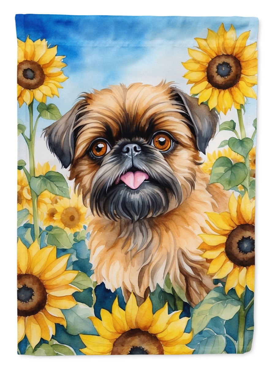 DAC6041CHF 40 x 28 in. Brussels Griffon in Sunflowers House Flag
