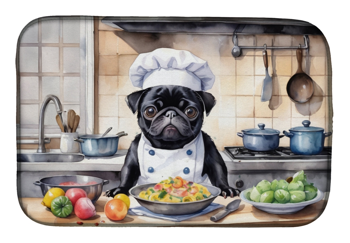 Picture of Carolines Treasures DAC6310DDM 21 x 14 in. Pug The Chef Dish Drying Mat