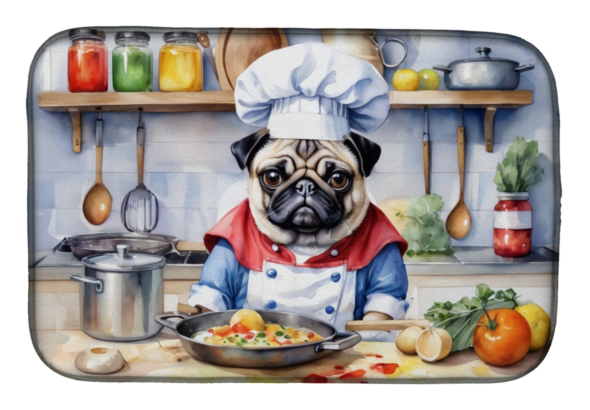 Picture of Carolines Treasures DAC6311DDM 21 x 14 in. Pug The Chef Dish Drying Mat