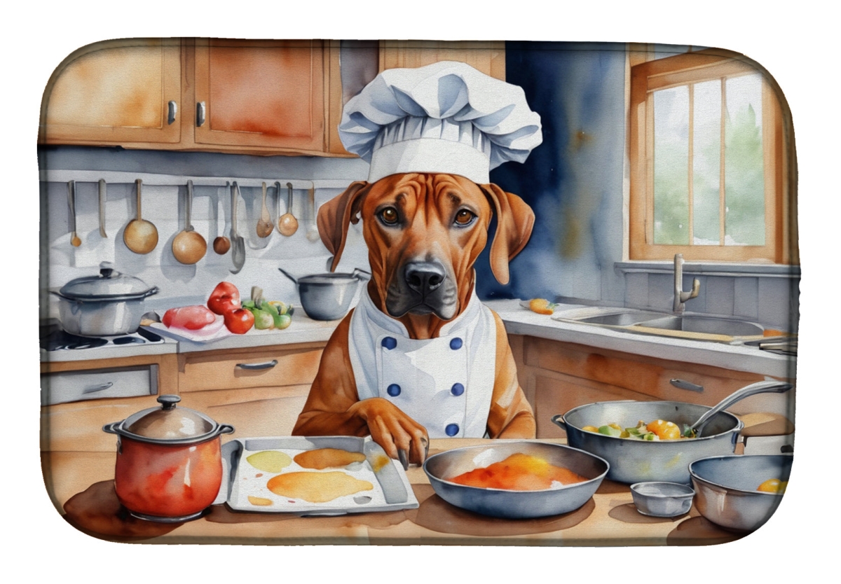 Picture of Carolines Treasures DAC6315DDM 21 x 14 in. Rhodesian Ridgeback The Chef Dish Drying Mat