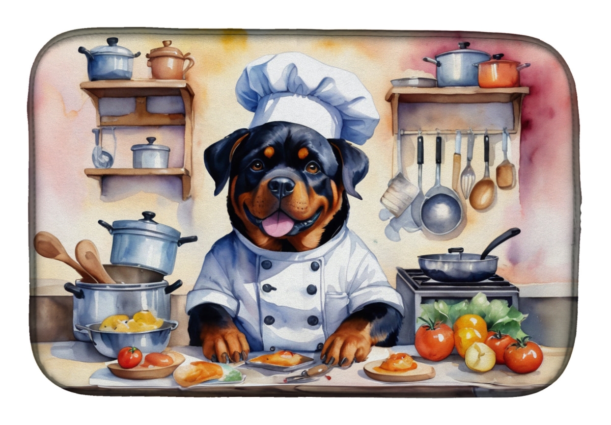 Picture of Carolines Treasures DAC6316DDM 21 x 14 in. Rottweiler The Chef Dish Drying Mat