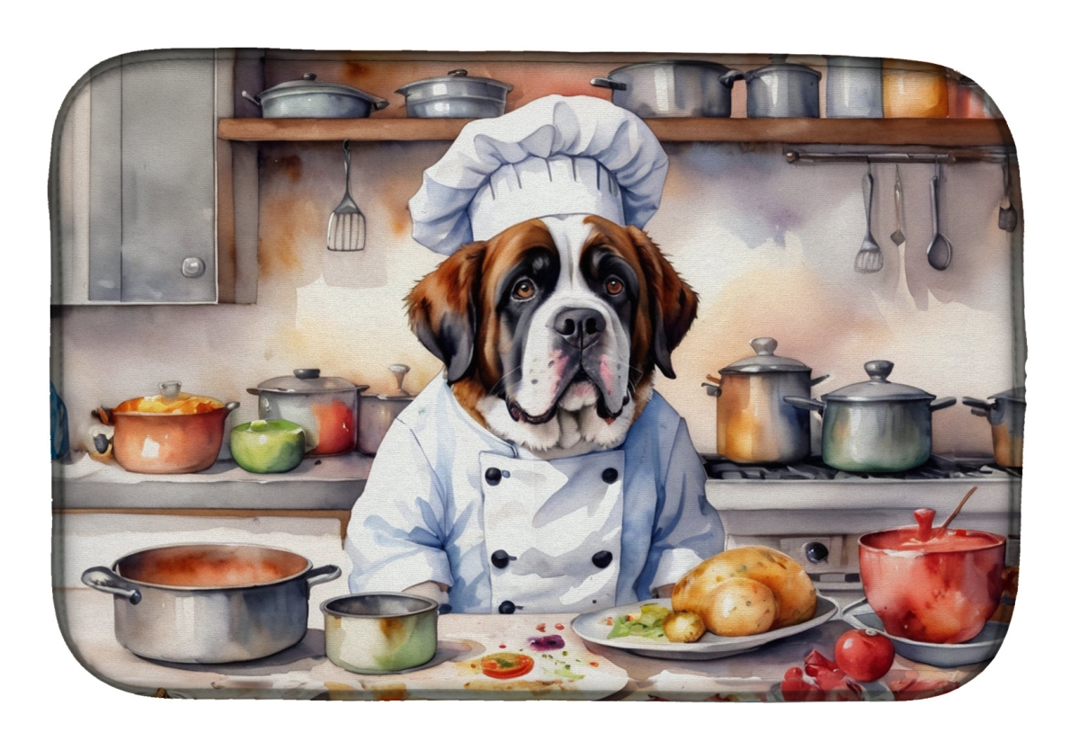 Picture of Carolines Treasures DAC6317DDM 21 x 14 in. Saint Bernard The Chef Dish Drying Mat