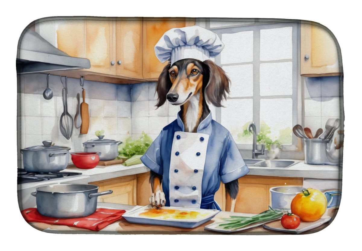 Picture of Carolines Treasures DAC6318DDM 21 x 14 in. Saluki The Chef Dish Drying Mat