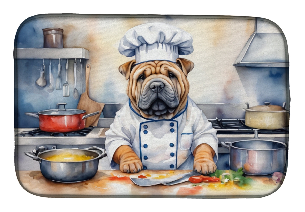 Picture of Carolines Treasures DAC6324DDM 21 x 14 in. Shar Pei The Chef Dish Drying Mat
