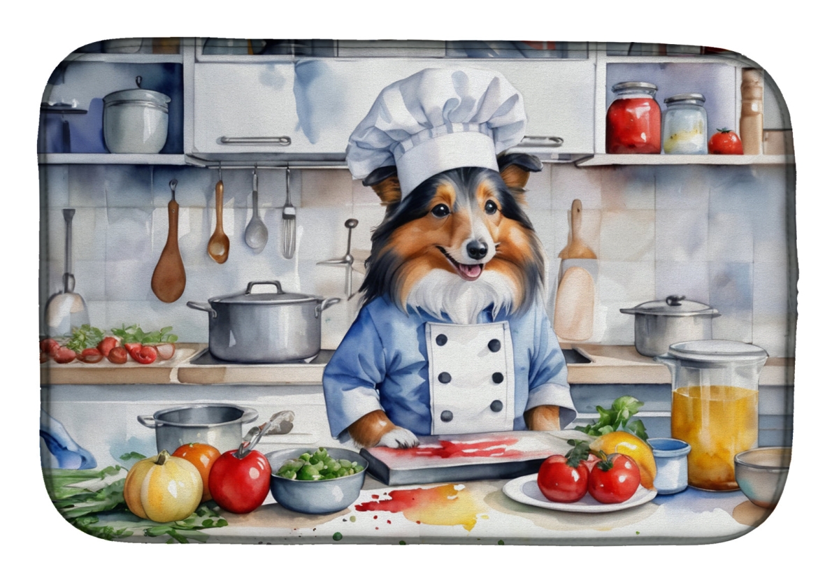 Picture of Carolines Treasures DAC6325DDM 21 x 14 in. Sheltie The Chef Dish Drying Mat