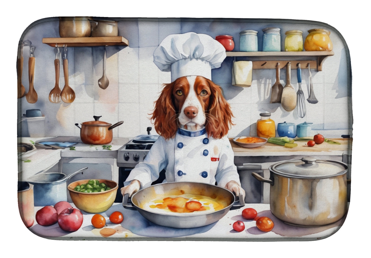 Picture of Carolines Treasures DAC6337DDM 21 x 14 in. Welsh Springer Spaniel The Chef Dish Drying Mat