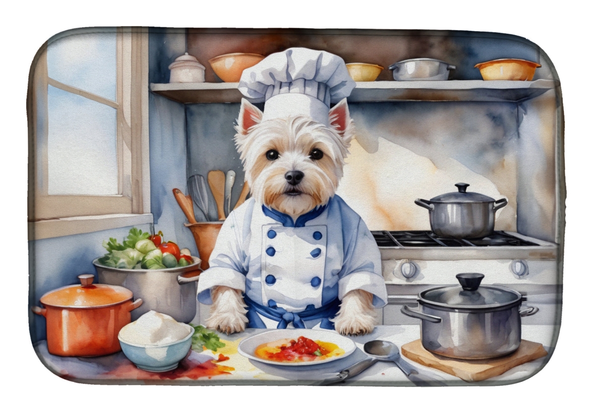 Picture of Carolines Treasures DAC6339DDM 21 x 14 in. Westie The Chef Dish Drying Mat