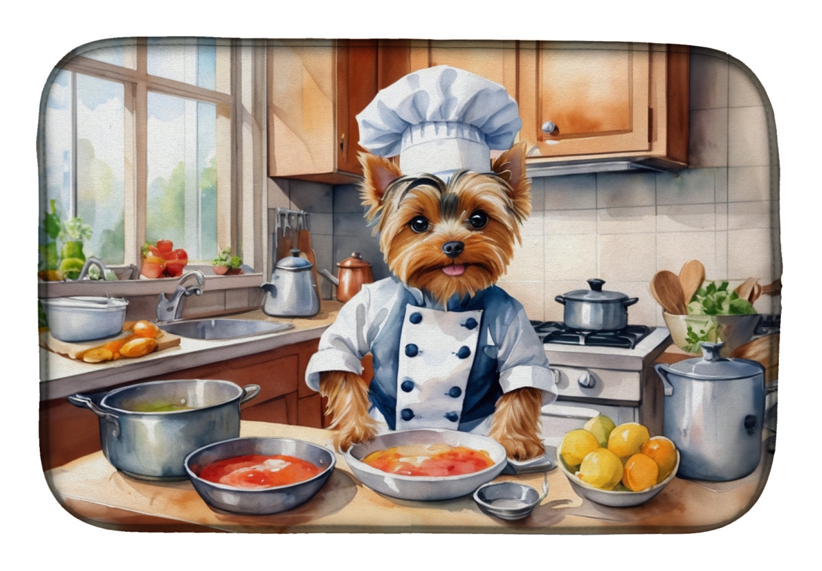 Picture of Carolines Treasures DAC6343DDM 21 x 14 in. Yorkie Yorkshire Terrier The Chef Dish Drying Mat