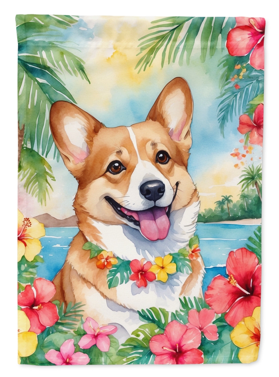 DAC6414CHF 40 x 28 in. Corgi Luau House Flag