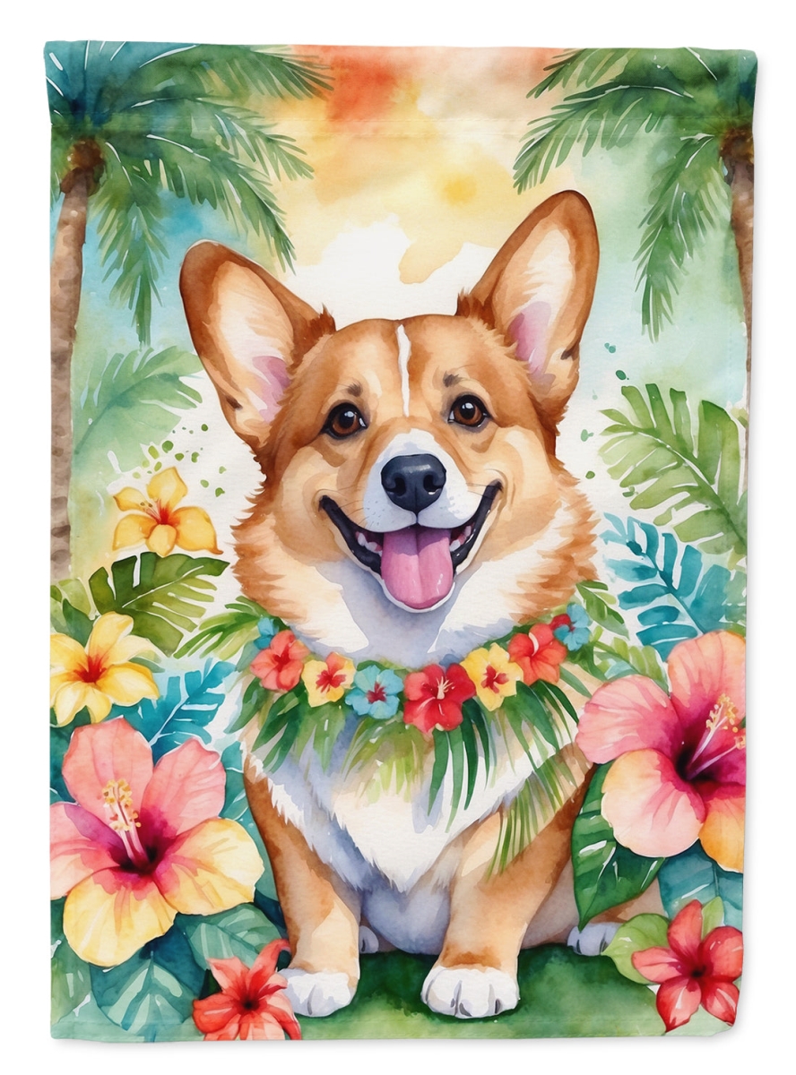 DAC6415CHF 40 x 28 in. Corgi Luau House Flag