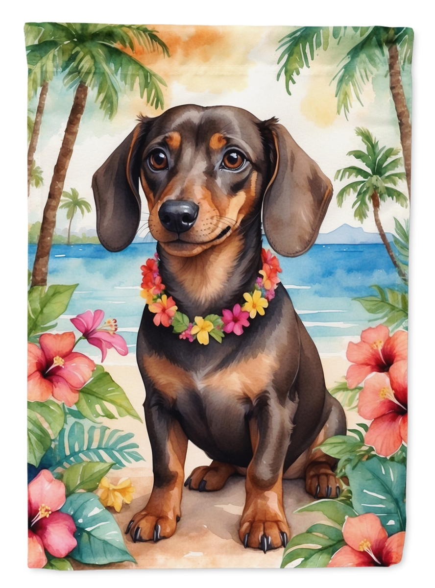 DAC6418CHF 40 x 28 in. Dachshund Luau House Flag