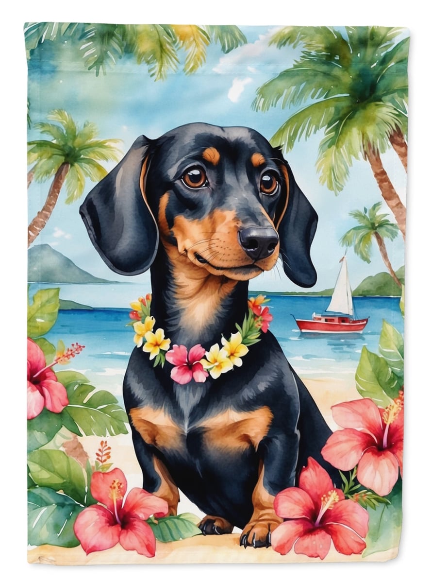 DAC6419CHF 40 x 28 in. Dachshund Luau House Flag
