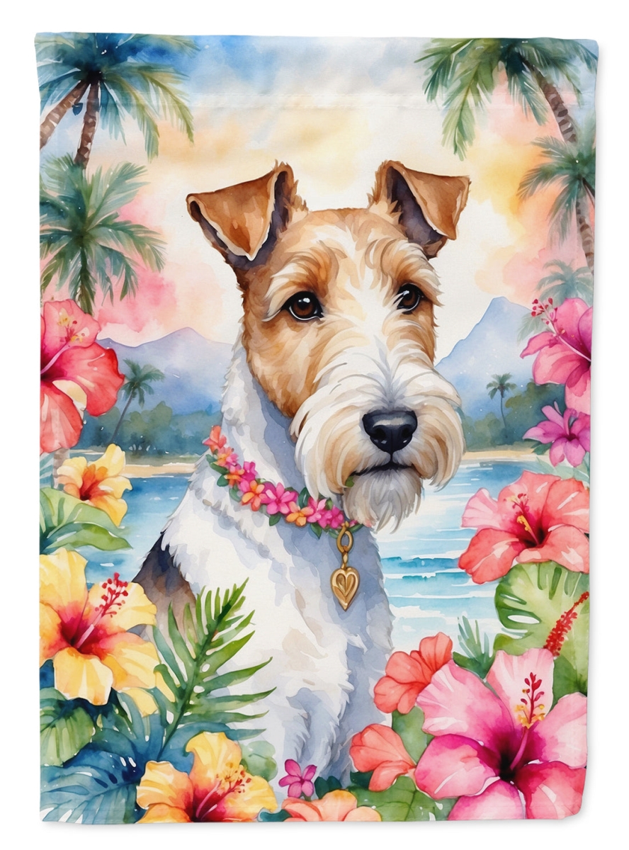 DAC6433CHF 40 x 28 in. Fox Terrier Luau House Flag