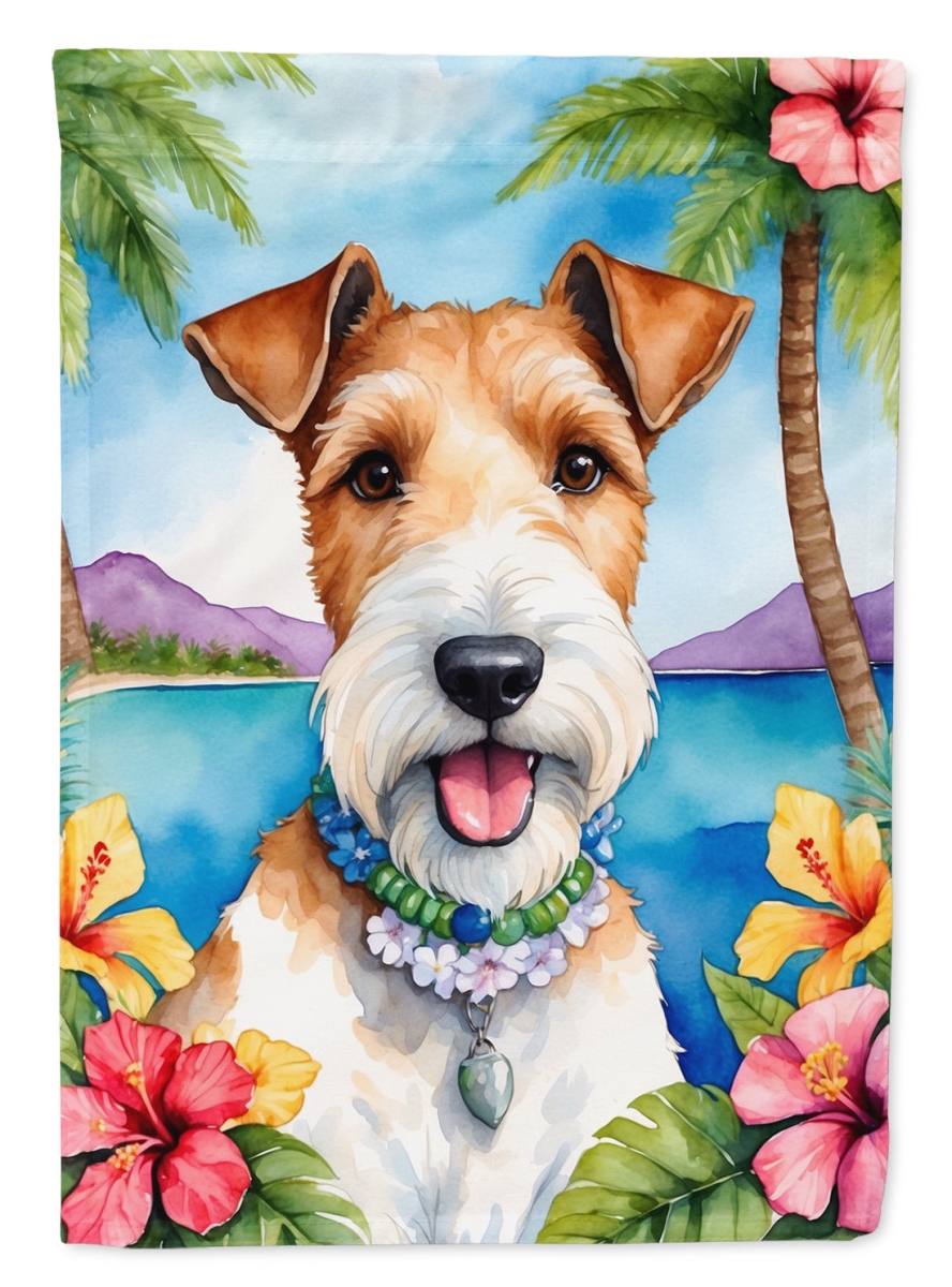 DAC6434CHF 40 x 28 in. Fox Terrier Luau House Flag