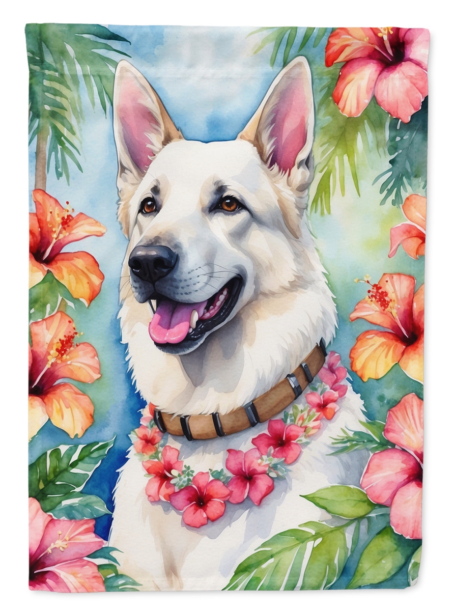 DAC6438CHF 40 x 28 in. White German Shepherd Luau House Flag