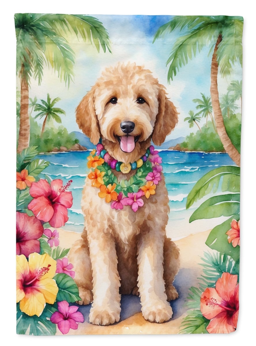 DAC6443CHF 40 x 28 in. Goldendoodle Luau House Flag