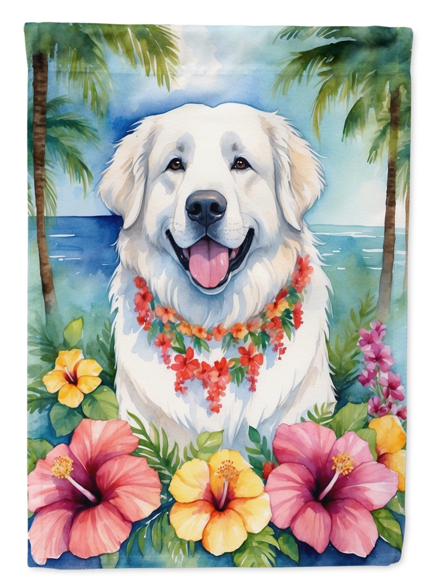 DAC6447CHF 40 x 28 in. Great Pyrenees Luau House Flag