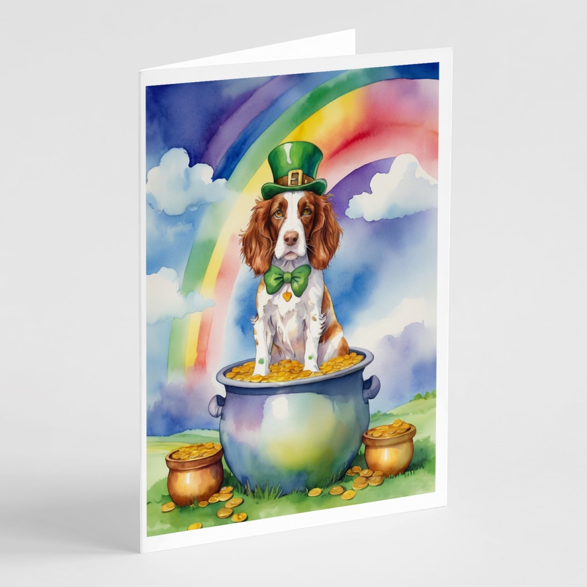 DAC5624GCA7P 5 x 7 in. Welsh Springer Spaniel St Patricks Day Greeting Cards - Pack of 8