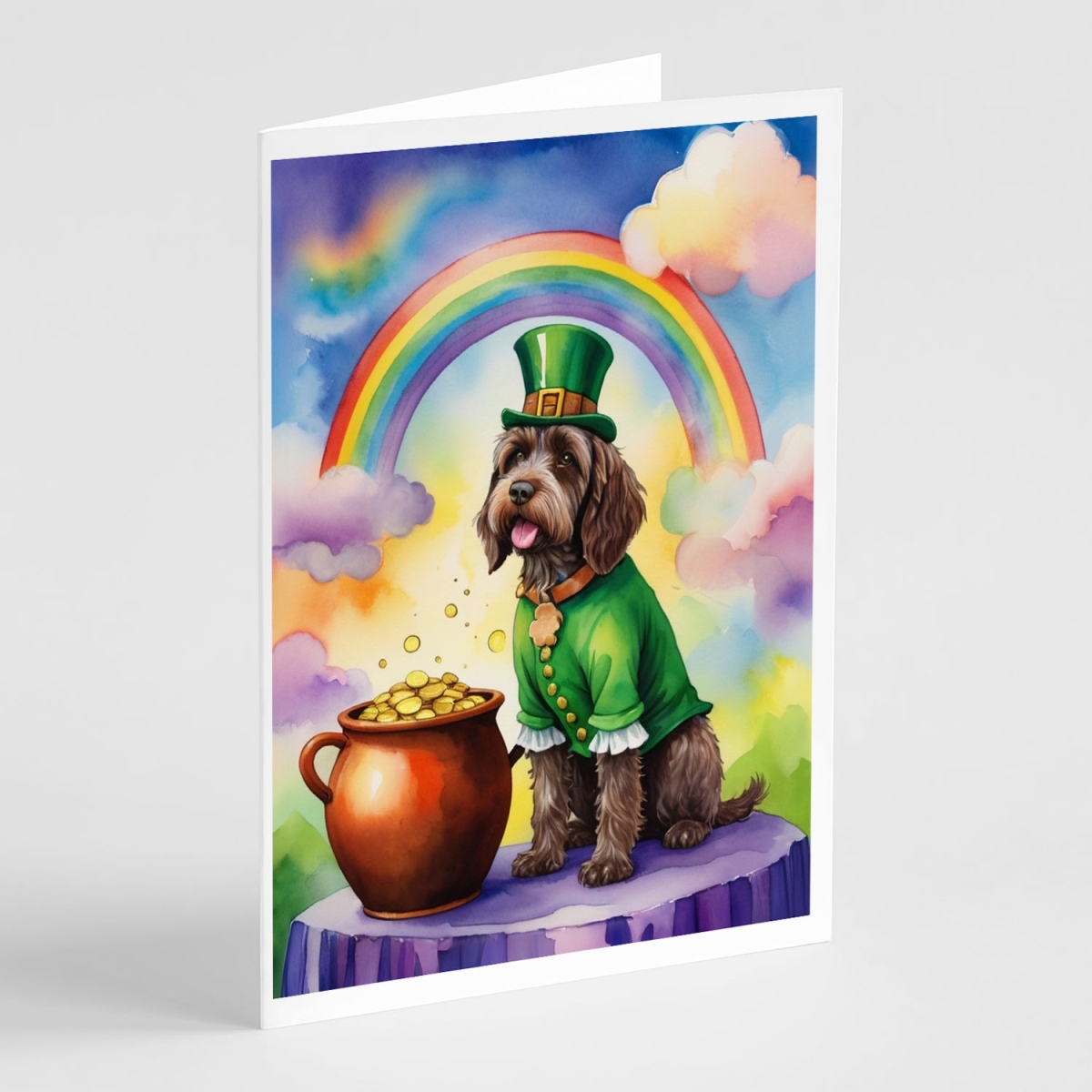 DAC5629GCA7P 5 x 7 in. Wirehaired Pointing Griffon St Patricks Day Greeting Cards - Pack of 8