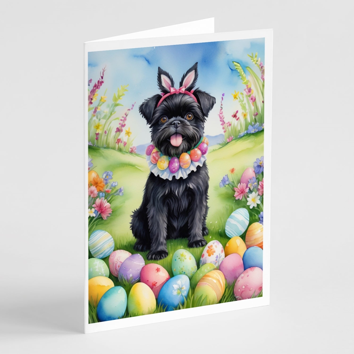 DAC4913GCA7P 5 x 7 in. Affenpinscher Easter Egg Hunt Greeting Cards - Pack of 8