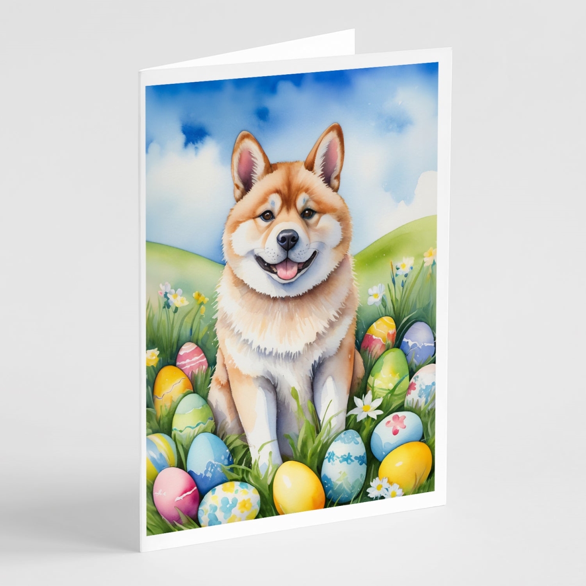 DAC4918GCA7P 5 x 7 in. Akita Easter Egg Hunt Greeting Cards - Pack of 8