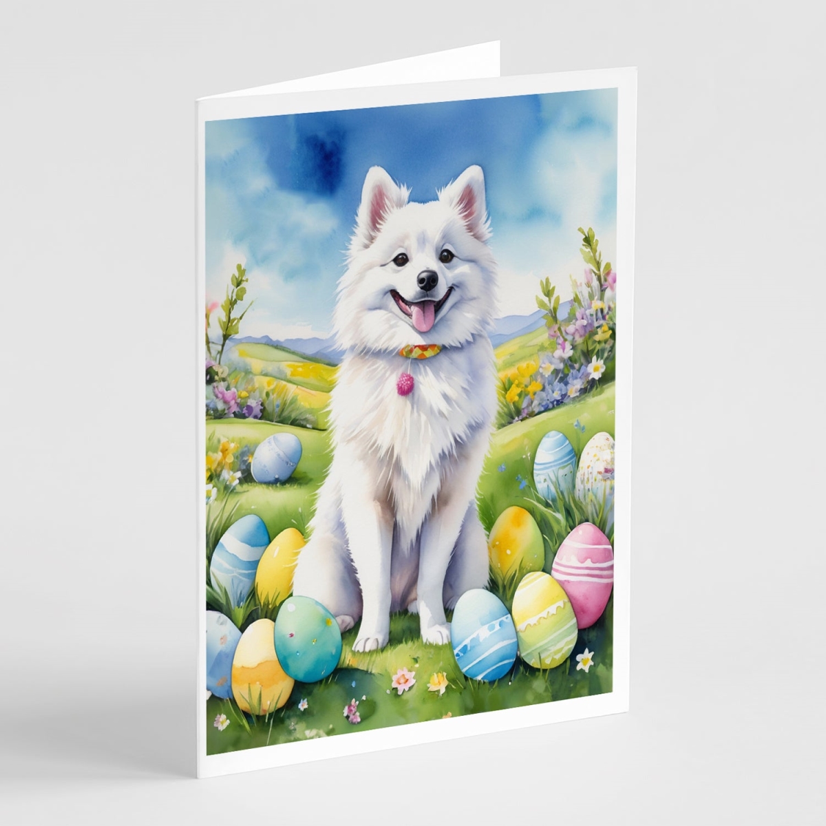 DAC4927GCA7P 5 x 7 in. American Eskimo Easter Egg Hunt Greeting Cards - Pack of 8