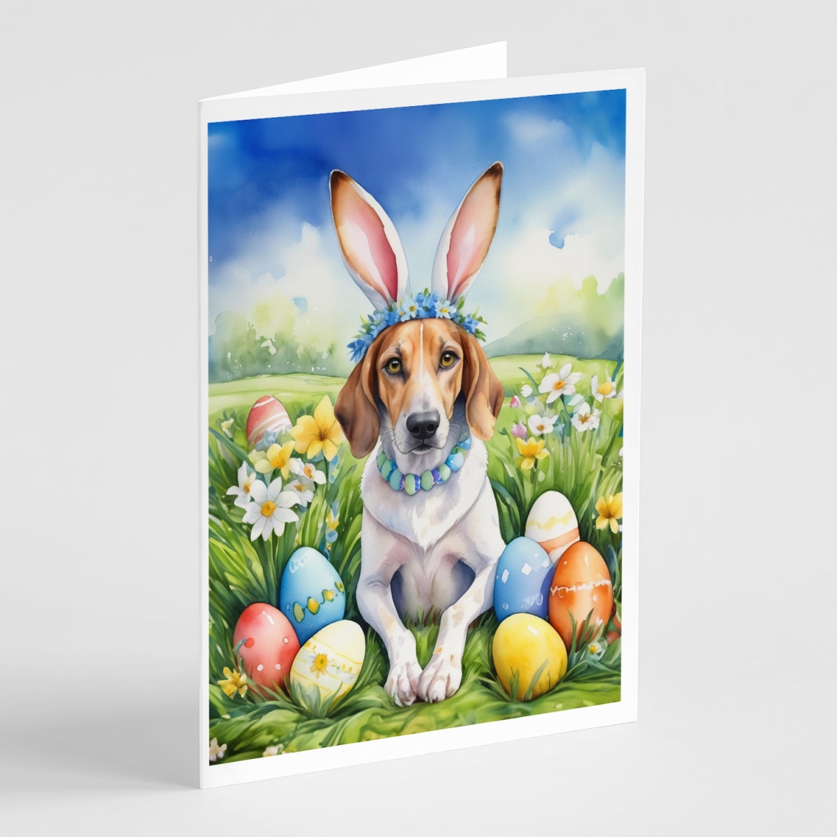 DAC4929GCA7P 5 x 7 in. American Foxhound Easter Egg Hunt Greeting Cards - Pack of 8