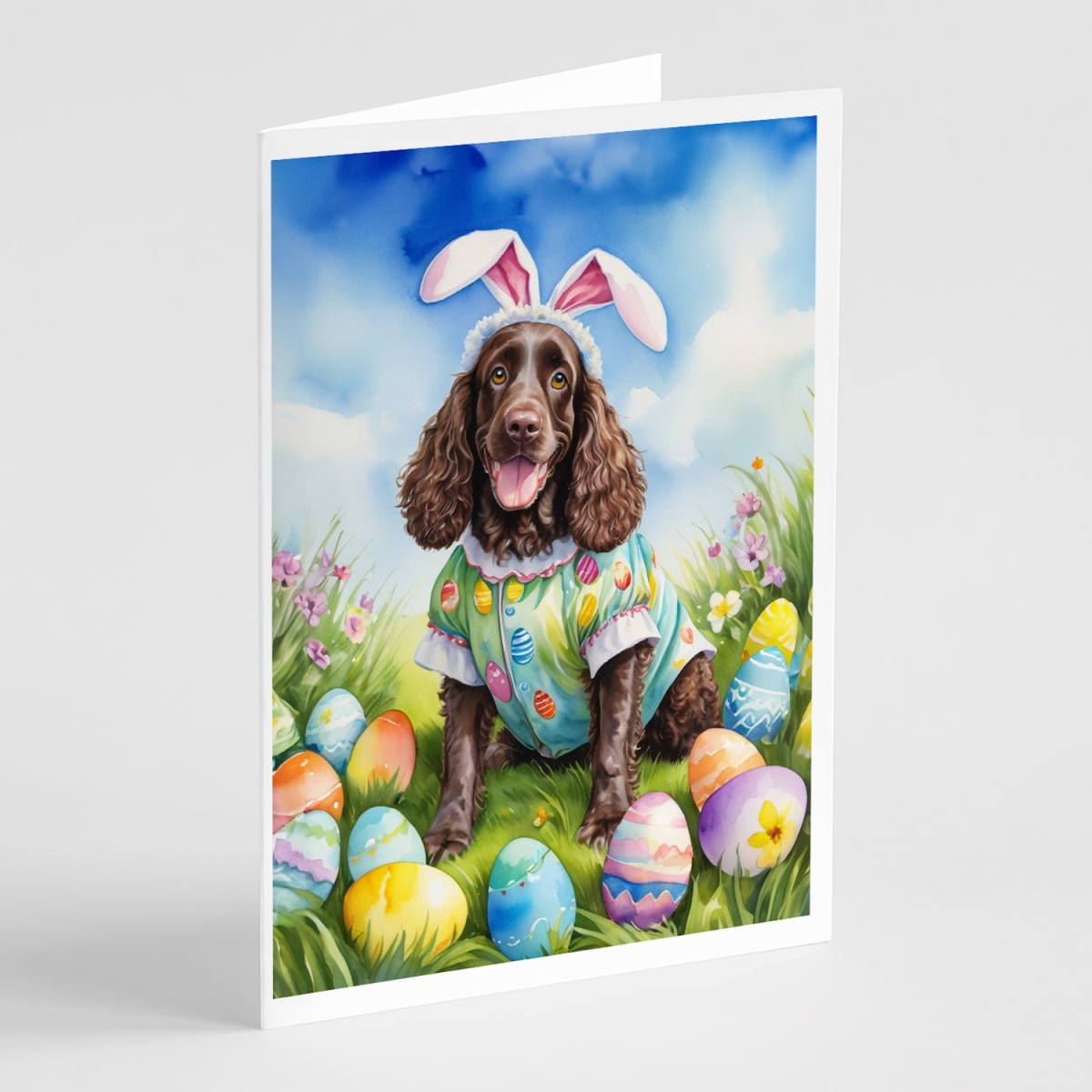 DAC4931GCA7P 5 x 7 in. American Water Spaniel Easter Egg Hunt Greeting Cards - Pack of 8