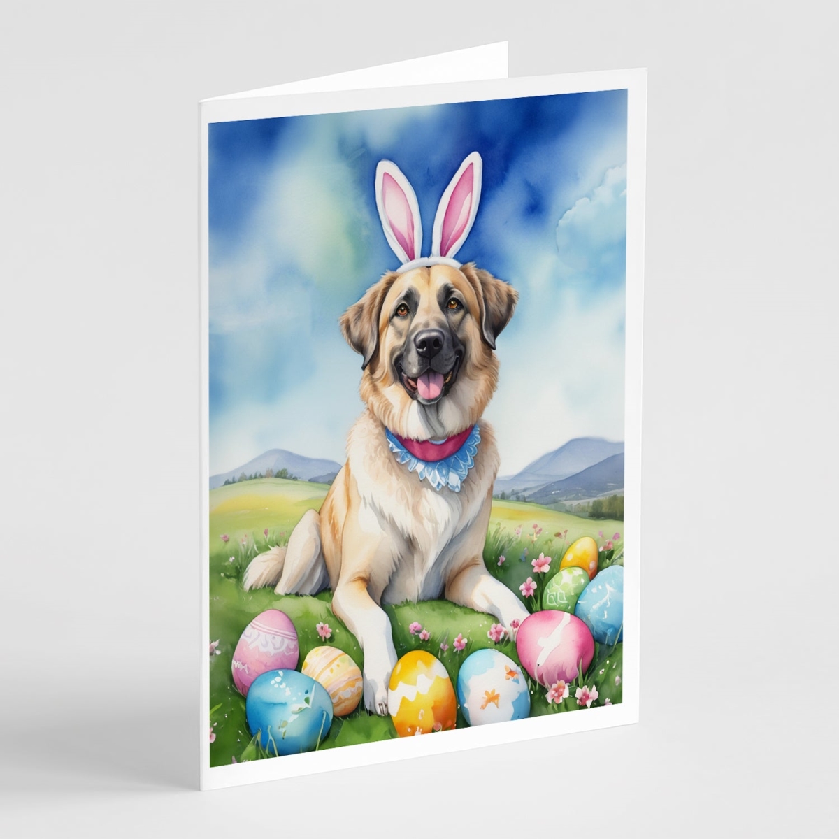 DAC4932GCA7P 5 x 7 in. Anatolian Shepherd Dog Easter Egg Hunt Greeting Cards - Pack of 8