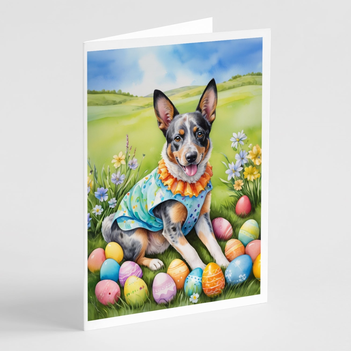 DAC4933GCA7P 5 x 7 in. Australian Cattle Dog Easter Egg Hunt Greeting Cards - Pack of 8